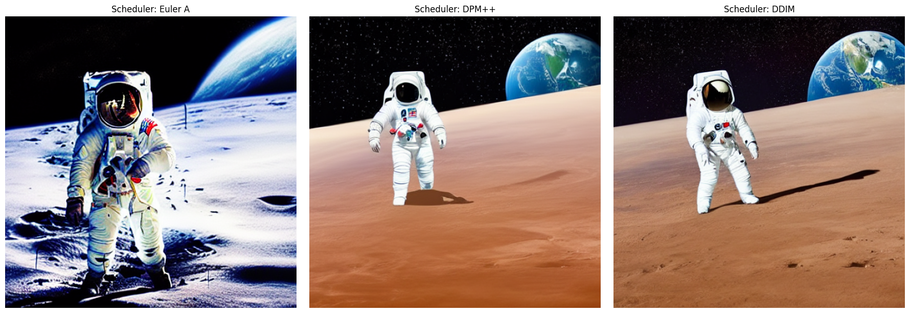 Scheduler comparison: Euler A, DPM++, DDIM